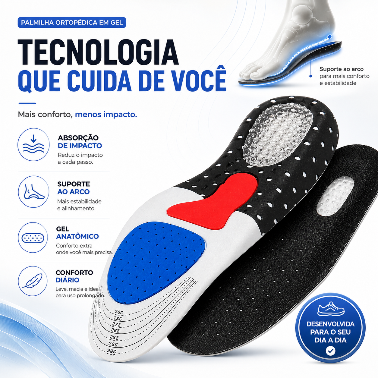 Palmilha Ortopédica Anti Dor